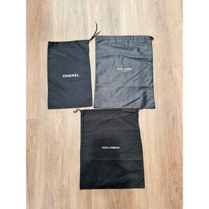 Chanel Saint Laurent Dolce & Gabbana Designer Dust Bag Bundle Black 3 Piece Set